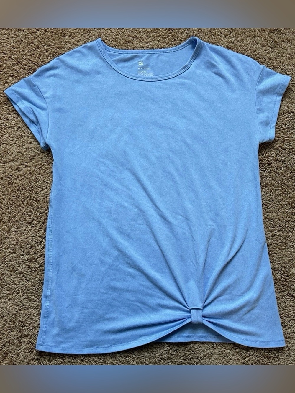 All In Motion Girls Tee Light Blue Size XL (14/16) Knot Accent